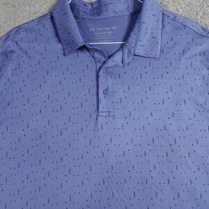 Under Armour Polo Shirt 2XL Blue Geometric Pattern The Playoff